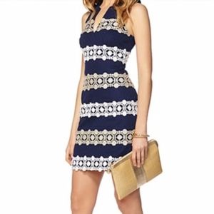 Lilly Pulitzer Augusta Dress Navy w/Gold&White